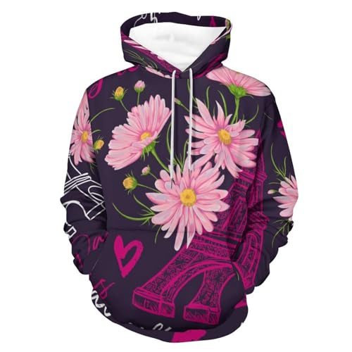 Hoodie tour à fleurs UMENG pull unisexe à manche longue pour homme et femme taille S