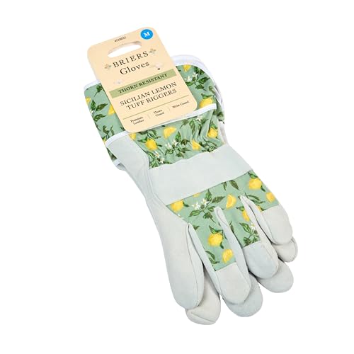 Image of Briers Sicilian Lemon Print Premium Lightweight Rigger Gardening Gloves