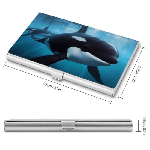 Business Card Holder Killer Whale Slim Business Card Case Professional Name Card Holders Purse Name Card Organizer Minimalist Pocket Card Cases for Men Women2