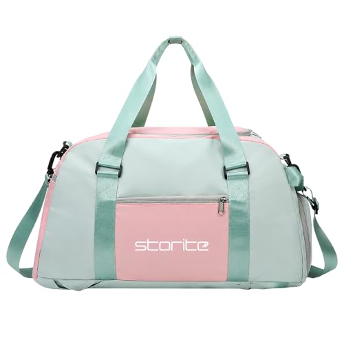 Storite Travel Backpack with Shoe Compartment, Green/Pink, 46x23x...