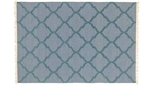 RUG PRINCE Kelim 270x170 Handgewebt Teppich 170x270 Blau Einfarbig Handarbeit Orient Zimmer