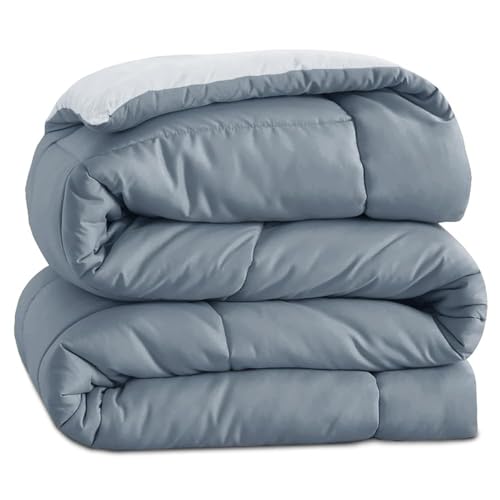 Image of Amazon Brand - Umi AC Comforter Double Bed | AC Blanket Double Bed | 220 GSM Ultra Super Soft Microfiber Reversible Lightweight ALL-Weather Bed Comforter /Duvet /Quilt (90 inchX86 inch Inche, Grey & Light Grey)