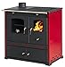 Produktbild EEK A+ Kaminofen mit Backfach und Herdplatte Perfect Eco Lux Rot Links Holzofen 7 kW Kamin Ofen Holz Werkstattofen Hüttenofen Heizofen Gartenofen