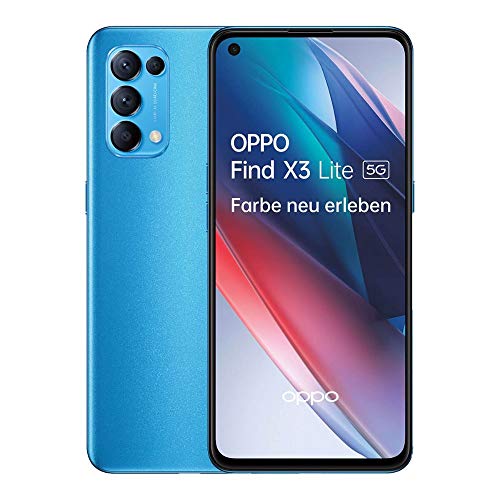 OPPO Find X3 Lite 5G Smartphone, 6,4 Zoll 90 Hz AMOLED Display, 64 MP Vierfachkamera, 4.300 mAh mit 65W SuperVOOC 2.0 Schnellladen, 8 GB RAM, inkl. Gutschein [Exklusiv bei Amazon], Astral Blue