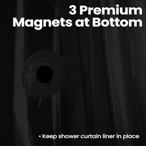 Image of downluxe Shower Curtain Liner, PEVA Plastic Shower Liner with 3 Magnets, 72 inch x 72 inch Waterproof Bathroom Curtain, Black, 1 Pack