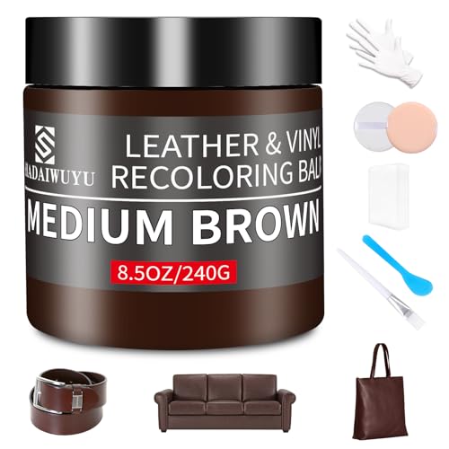 SHADAIWUYU Reparador Cuero,240g Cuero Liquido Reparador Marrón Medio Pintura para Cuero para Reparar el Desgaste y Las Marcas en Sofás, Muebles de Vinilo, Asientos de Automóvil y Zapatos de Cuero