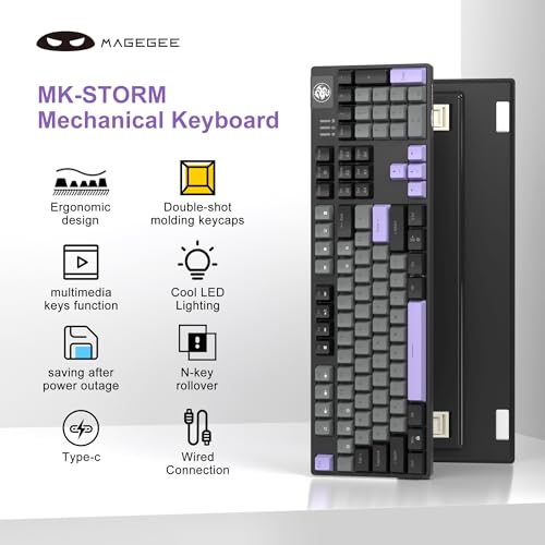 Image of MageGee Mechanical Gaming Keyboard, Wired USB RGB Backlit Keyboard, 104-Key 100% Anti-Ghosting Mechanical Keyboard with Red Switches, Side-Printed Keycaps for Windows PC & Mac