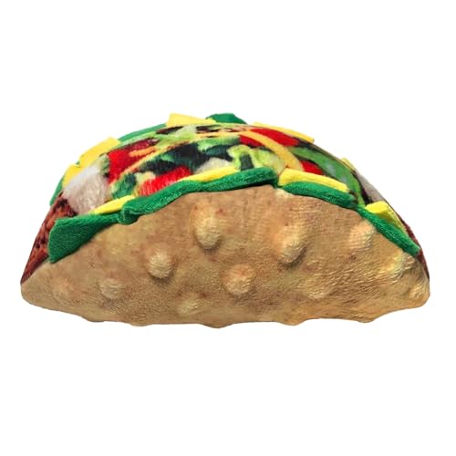 Huxley & Kent Funny Dog Toy w/Squeaker – Power Plush Squeaky Dog Toys for Small, Medium & Large Dogs – Soft Stuffed Animal for Indoor Play & Fetch - Taco Tuesday, Small