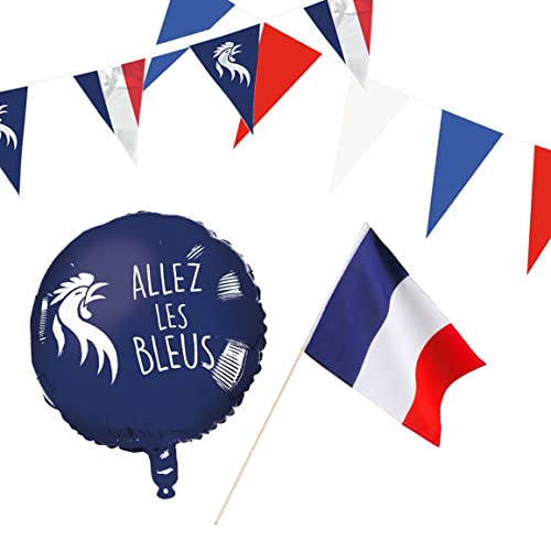 Boland - Set Decorativo Frankeich, Bandiere di Carta, bandierine, Palloncini in Pellicola, Allez Les Bleus, Decorazione, Coppa del Mondo