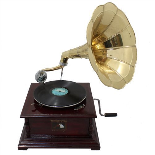 ecWorld Enterprises 7731363 Antique Replica Dark Wood Phonograph 