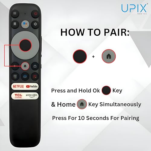 Image of Upix Compatible TCL Smart TV LCD /LED Remote No. 1327 | with Voice | Netflix & Prime Video Buttons | Exactly Same Remote Will Only Work | Pairing is Required