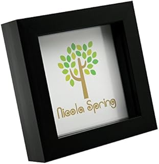 Nicola Spring 4x4 (10 x 10cm) Square Box Glass Photo Picture Frame, Standing & Hanging - Black
