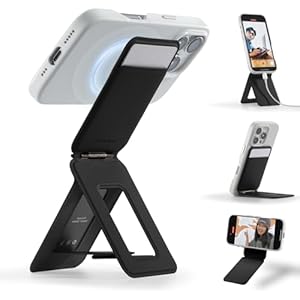 MOFT Phone Tripod Wallet for iPhone, Mulit-Angles, Lightweight & Portable Phone Stand, MOVAS Vegan Leather Magnetic Wallet, Strong Magnets, NFC Card Holder,Travel Essential, Jet Black (With