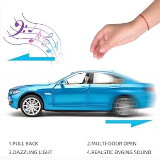 1:32 BMW 535i Toy Car Metal Pull Back Diecast Car with Openable Door and Sound Light, Gifts Toys for Kids【 Multicolor 】