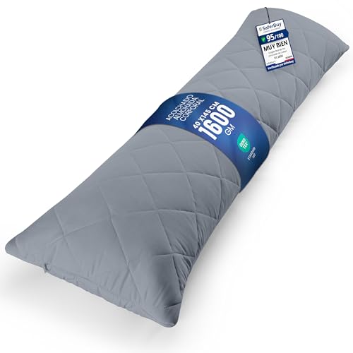 Utopia Bedding Acolchado Almohada Corporal 40 x 145 cm (Paquete de 1), Almohada de Embarazo y Maternidad, Relleno de Poliéster Suave (Gris)