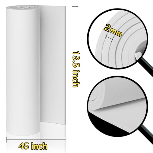 Image of 2-Pack White Eva Foam Sheets roll, Premium eva Craft Foam 2mm Thick, 13.5 inch x 49 inch, High Density 86kg /m3 for Halloween Cosplay Costume, Crafts, DIY Projects by MEARCOOH