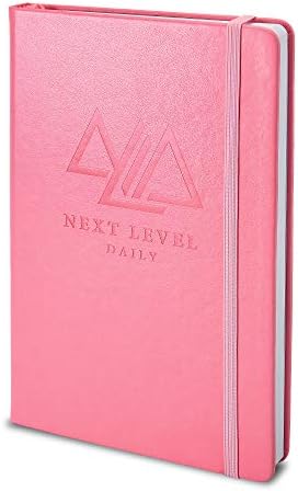 Next Level Daily Planner | High Performance Daily Action Planner for Productivity, Happiness, Time Management | Habit Tracker, Gratitude Journal – Undated, Hardcover (Pink, 8.25” x 5. 5”)
