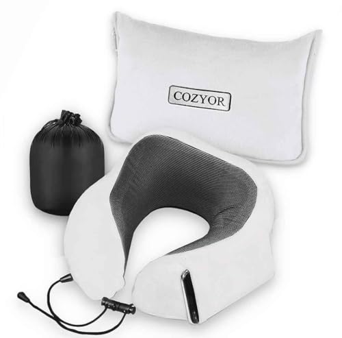 Reiseset 2-teilig: Nackenkissen + Reisekissen & Reisedecke 2 in 1 mit Hülle - ultraleicht & kompakt mit Rucksack-Clip und Kofferbefestigung, warme Flugzeugdecke 170x100 cm, für Damen, Herren & Kinder