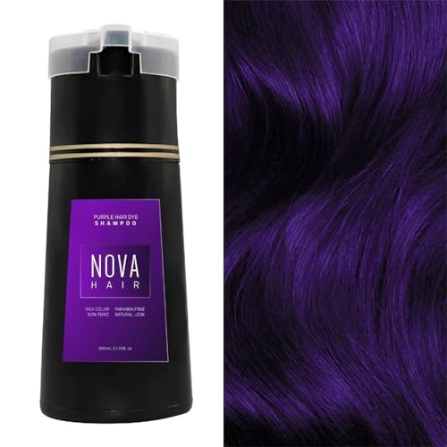 Nova champú de tinte para el cabello, instantáneo 3 en 1, Color de ingredientes naturales, champú de larga duración para mujeres y hombres (púrpura)
