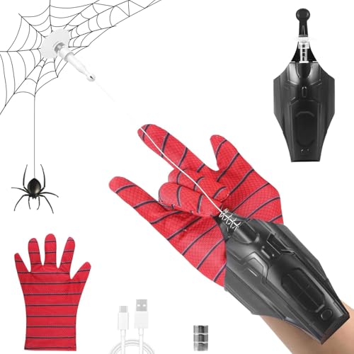 🎁【Cosplay di Supereroi】 Il design del bracciale Spider Web Shooter è ispirato agli anime. Indossalo e immagina te stesso come il tuo supereroe preferito, e i bambini possono imitare la scena che tira la seta del ragno nel film.