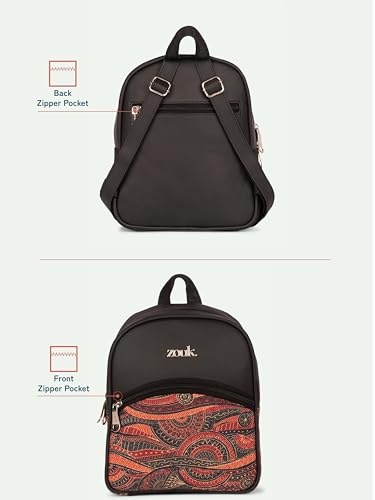 Image of ZOUK Dalila Mini Daypack | Stylish Small Backpack for Women | Compact | Bag for Girls | Daily College Use | Travel Day Pack | Vegan Leather | Handcrafted | Water-Resistant