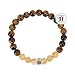 Bracciale Abbondanza e Prosperità - Pietre Naturali Certificate 8mm - Occhio di Tigre dal Sud Africa/Citrino dal Brasile - Perla in Acciaio Inossidabile AZ - Bracciale Elastico - Fatto a Mano 1821