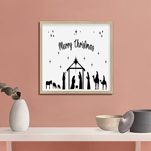 Letrero de madera para el hogar Merry Christmas cartel enmarcado retro 4