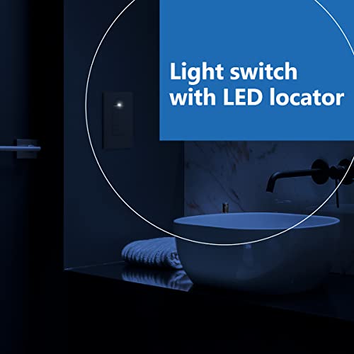 Image of LIDER Lighted Triple Switch with Screwless Wall Plate, Combination Frameless Decorator Switch with Locator Light, Ground Terminal, Single Pole, 15A 120V, UL Listed, Thermoplastic, Matte Gray