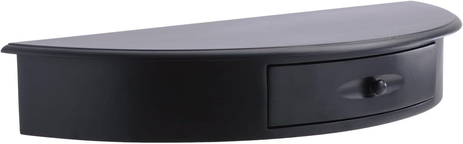 Kiera Grace Morris Floating Shelves, Modern Wall Mounted Hanging Shelf Half Moon Shelf for Home, Office, 24", Black, 1Pack