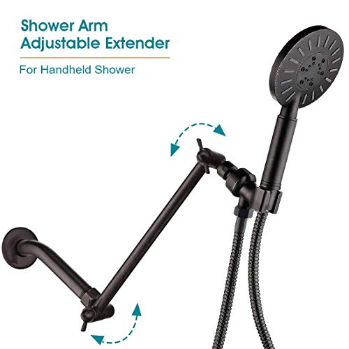 BRIGHT SHOWERS Cabezal de Ducha de Mano Alta Presión con Acabado Bronce Frotado, Cabezal de Ducha Cuadrado Ajustable con Brazo Extensor de 10 Pulgadas miniatura 7