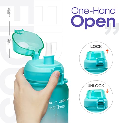 Fidus Large 1 Gallon/128Oz Motivational Water Bottle With Time Marker & Straw,Leakproof Tritan Bpa Free Water Jug,Ensure You Drink Enough Water Daily For Fitness,Gym And Outdoor Sports #TOP4