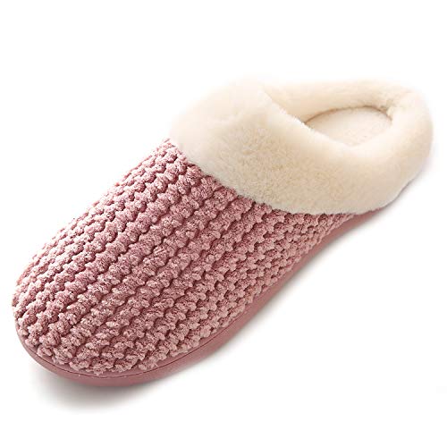 KISCHERS Hiver Coton Peluche Chausson Femme Homme Doublure Intérieure Chaud Confortable Pantoufles Antiderapant Taille 36-47 (40/41 EU, Pourpre)