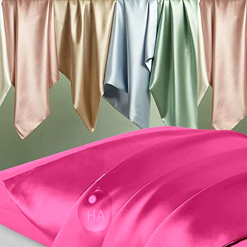 Image of Silk Pillowcase 2 Pack, Natural Mulberry Silk Pillow Case, Anti Acne Silk Pillowcase for Hair and Skin, King Size Silk Satin Pillowcase Set of 2 with Hidden Zipper, Gifts for Women Men, Hot Pink