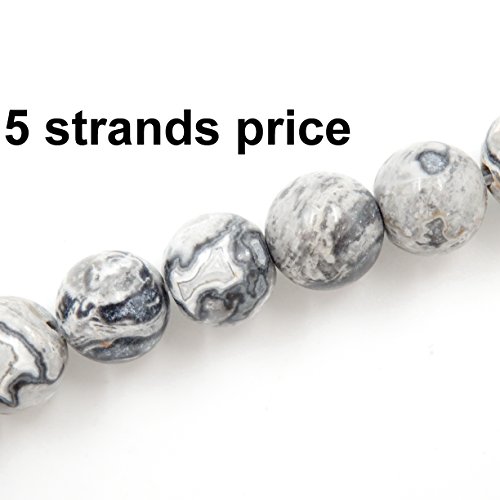 Fukugems Gemstone Beads for Jewelry Making Sold per Bag 5 Strands Inside (Picture Jade, 4mm) - Image 2