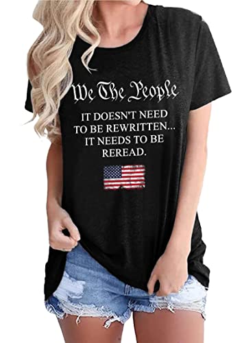 We The People 1776 Shirts For Women 4Th Of July T-Shirts American Flag Tee Patriotic Graphic Shirt Tops #TOP3
