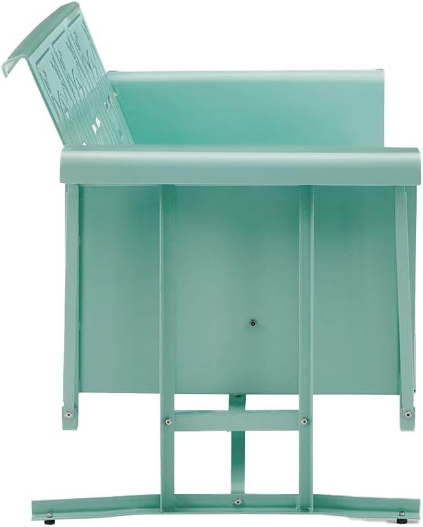 Crosley Furniture Azalea Retro Metal Outdoor Vintage Sofa Glider, 3-Person Rocking Patio Bench, Porch, Deck, Aqua Gloss