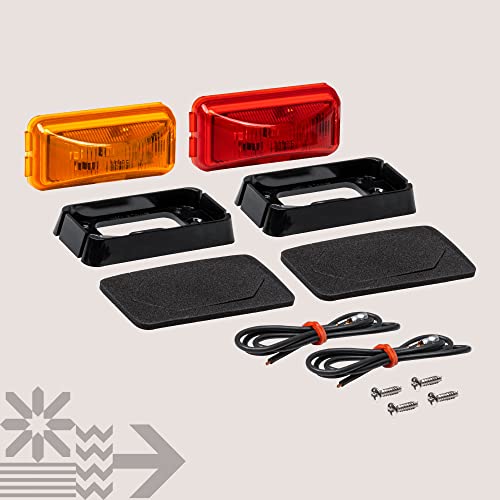 2Pc 2.5" Amber + Red Led Trailer Marker Light W/Black Bezel [Dot Fmvss 108] [Sae P2Pc] [Surface Mount] [Waterproof Ip67] Clearance Side Marker Lights For Trailer Truck #TOP7