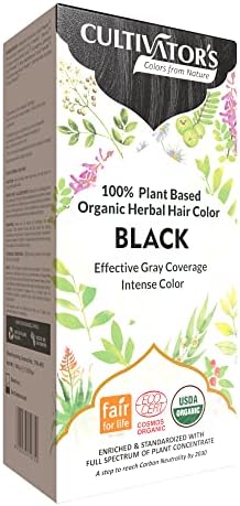 Cultivator's Organic Hair Colour - Organic Herbal Colour for Women and Men - Ammonia Free Hair Coloring Powder - Natural Colour Without Chemical, (Black) - 100g