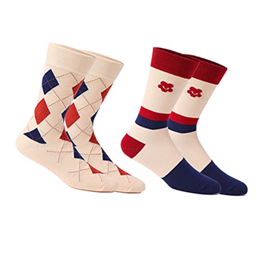 Image of HHX YONLEE Dress Socks 5 /6 /10 Pairs Crew Argyle Colorful Cotton Novelty Casual Happy Fun