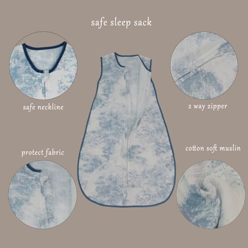 Image of Breathable Toddler Sleeping Bag 18-36 Months, 0.5 TOG Cotton Muslin Sleep Sack, Lightweight Wearable Blanket for Baby Boys All Season Extra Long, 1-3T