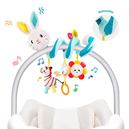 Image of Koty Car Seat Toys, Infant Spiral Plush Toys, Baby Stroller Toys Hanging Crib Activity Toy for CarSeat Crib Bed Stroller, Rabbit Hanging Rattle Gifts for Babies 0-6 Months(Rabbit)