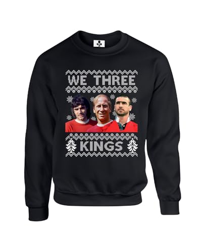 Image of New Spirit Original We three kings football version, footy footballer christmas xmas festive meme novelty joke Unisex Funny Adults Sweatshirt Jumper Black