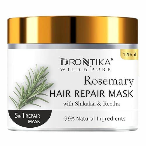 Image of Drontika Wild & Pure Korean Rosemary Oil Hair Mask - For Dry & Frizzy Hair, Smoothening & Hair Fall Control | With White Fenugreek & Camellia - 120ml (1 Count)