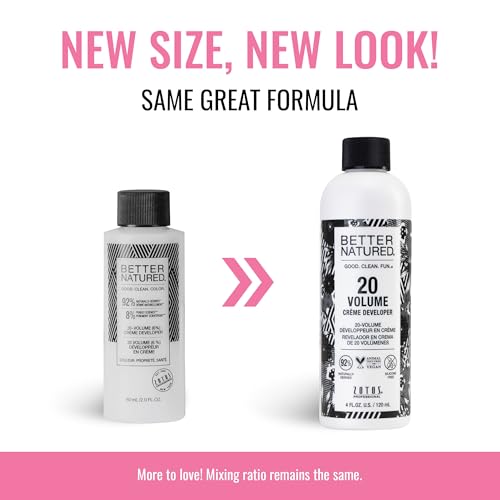 Better Natured 20 Volume Gentle Creme Hair Developer | For Professional Salon Coloring | Lightening & Gray Coverage | Long Lasting Color | 4 Fl Oz