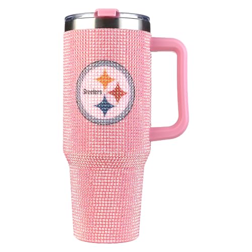 Image of The Memory Company Officially Licensed 40oz Pink Bling Game Day Tumbler, Pittsburgh Steelers