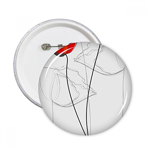 Badge rond pavot fleur rouge DIYthinker en lot de 5 boutons pour décoration de vêtement M