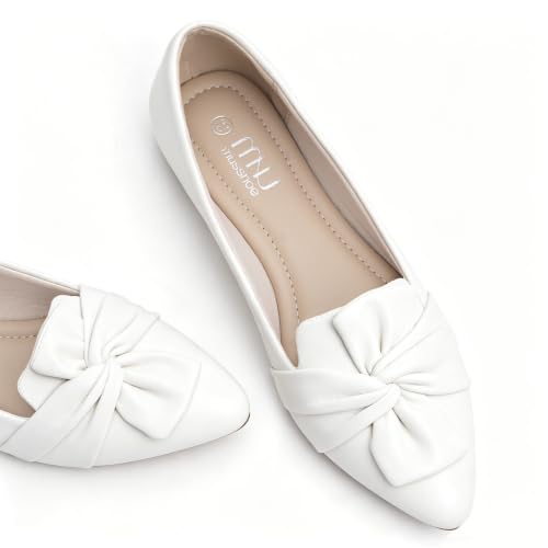 Image of MUSSHOE Comfortable Office Flats for Women: Pointed Toe Work Shoes with Memory Foam - Dressy Business Casual Slip On Flats for Commute & All Day Wear