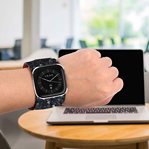 VILLCASE Pulseiras de Relógio de Couro Pulseira de Relógio Glitter Bling de Liberação Rápida Com Pul