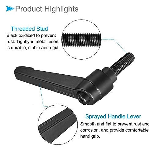 Image of Clamping Lever Handles, M8 x 16mm Male Thread, Adjustable Quick Release Locking Rotating Bolt Knobs Black - (Applications: for Lathe Machinery), 5-Pieces