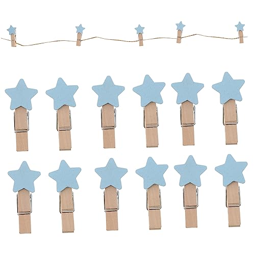 Ciieeo 100Pcs Star Shape Photo Clips Mini Clamp for Messages Notes Blue Decorative Clips for Crafts Office and Home Decor